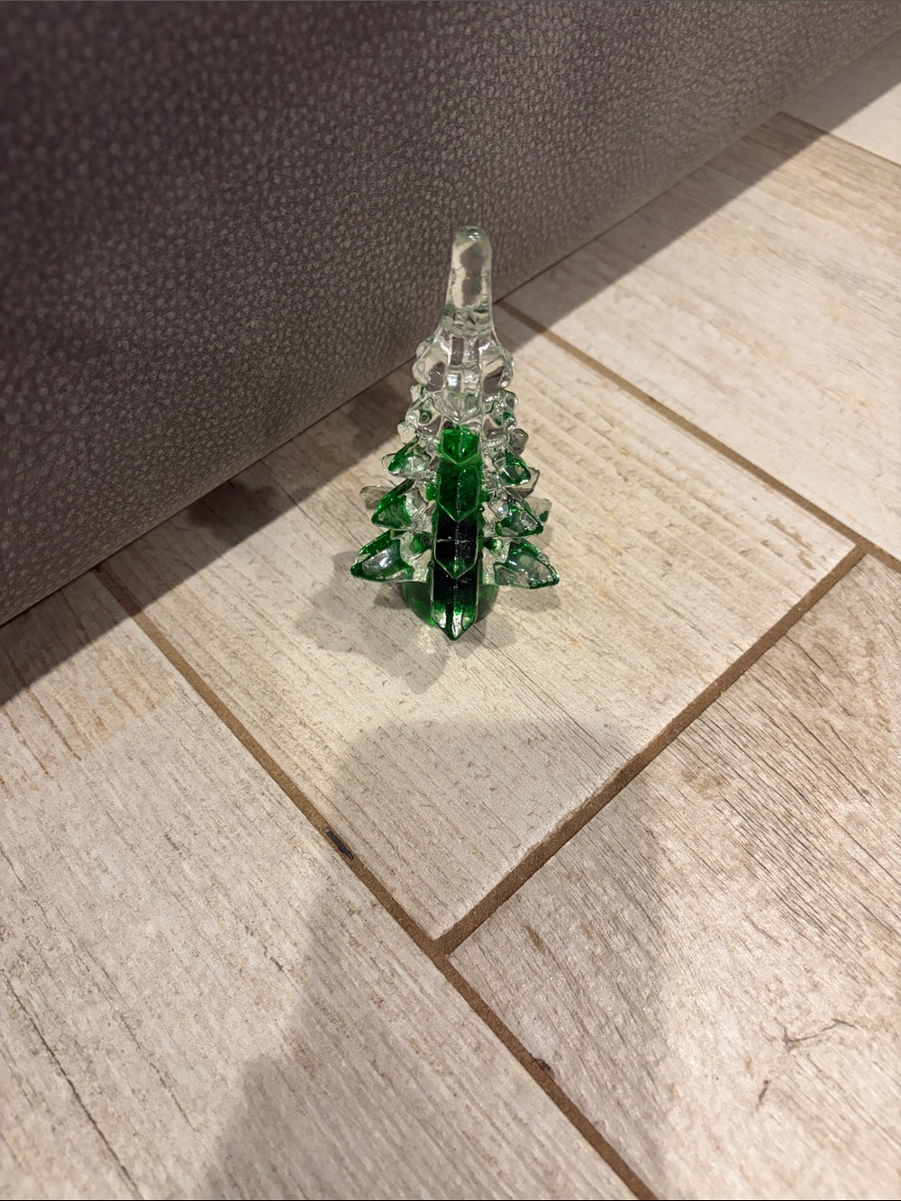 Clear & Green Glass Christmas  Tree Figurine - Home Accents